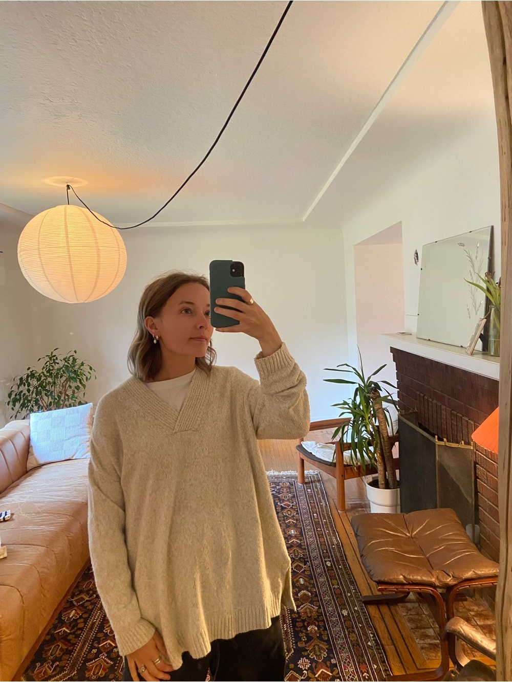 J. Jill Cream V-Neck Oversized Women's Sweater